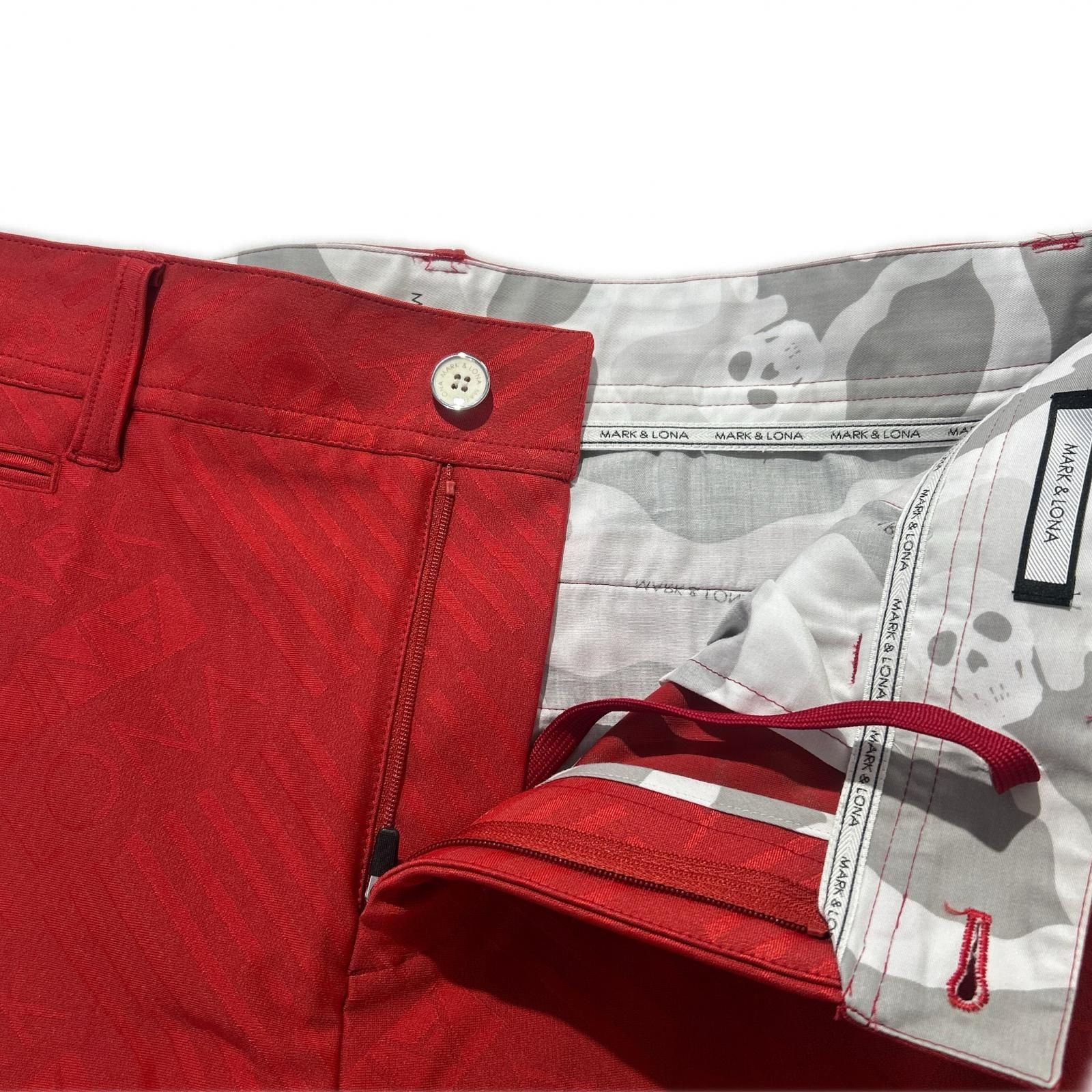 メンズ マークアンドロナ MARK-LONA ハーフパンツ 50 LL 赤 レッド 総柄 LLC-HASEGAWATOSO_COM