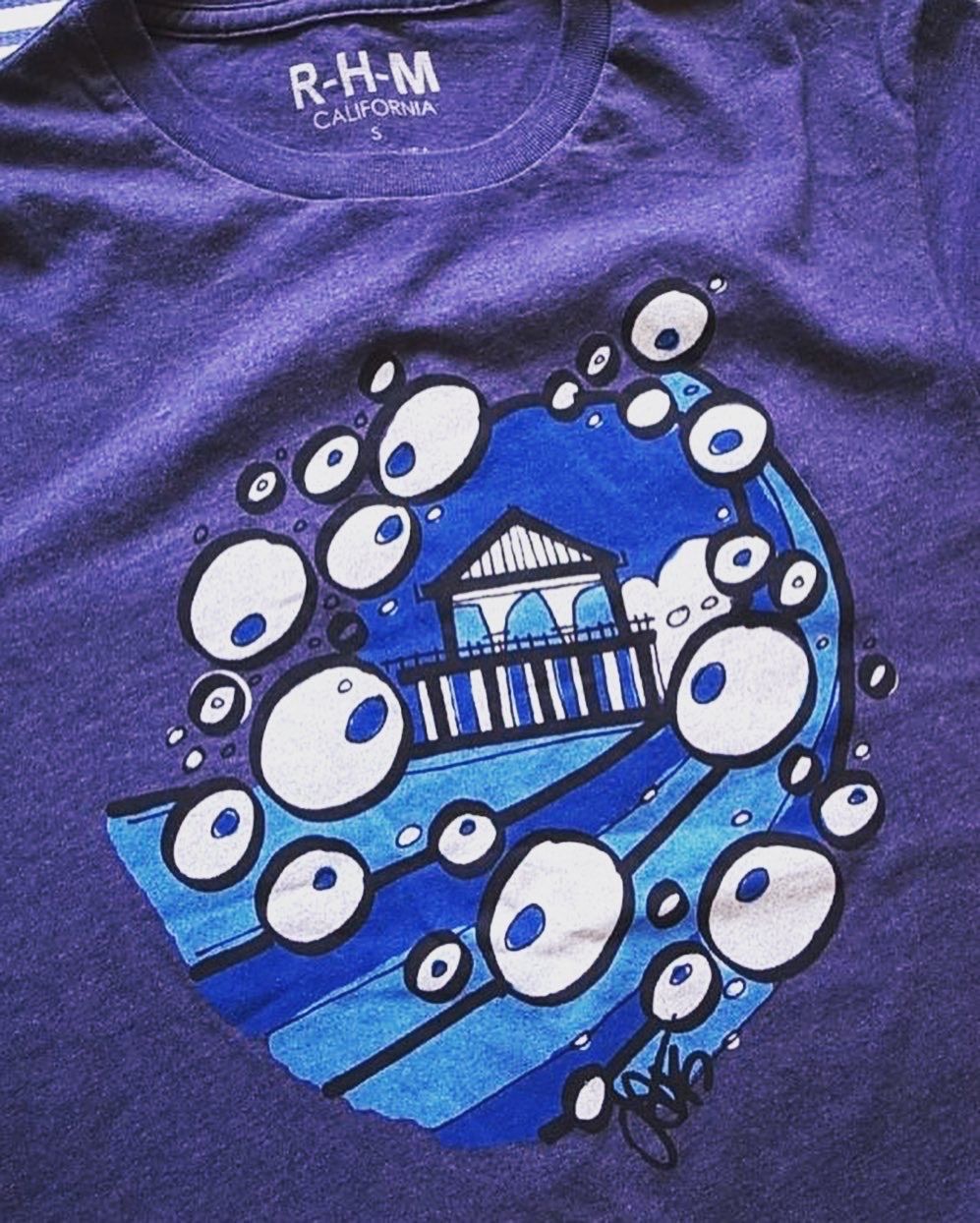 ☆Californication T-SH PIER NAVY プリントTシャツ ネイビー Made in USA カリフォルニア カジュアル マンハッタンビーチ ビーチアート 波 ピア アート アメリカ製 ロサンゼルス メンズ レディース ユニセックス☆