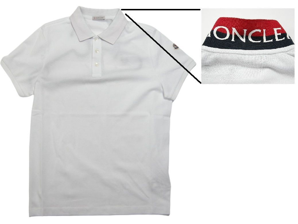 サイズS□新品本物□モンクレール 半袖 襟ロゴ ポロシャツ 白 ホワイト