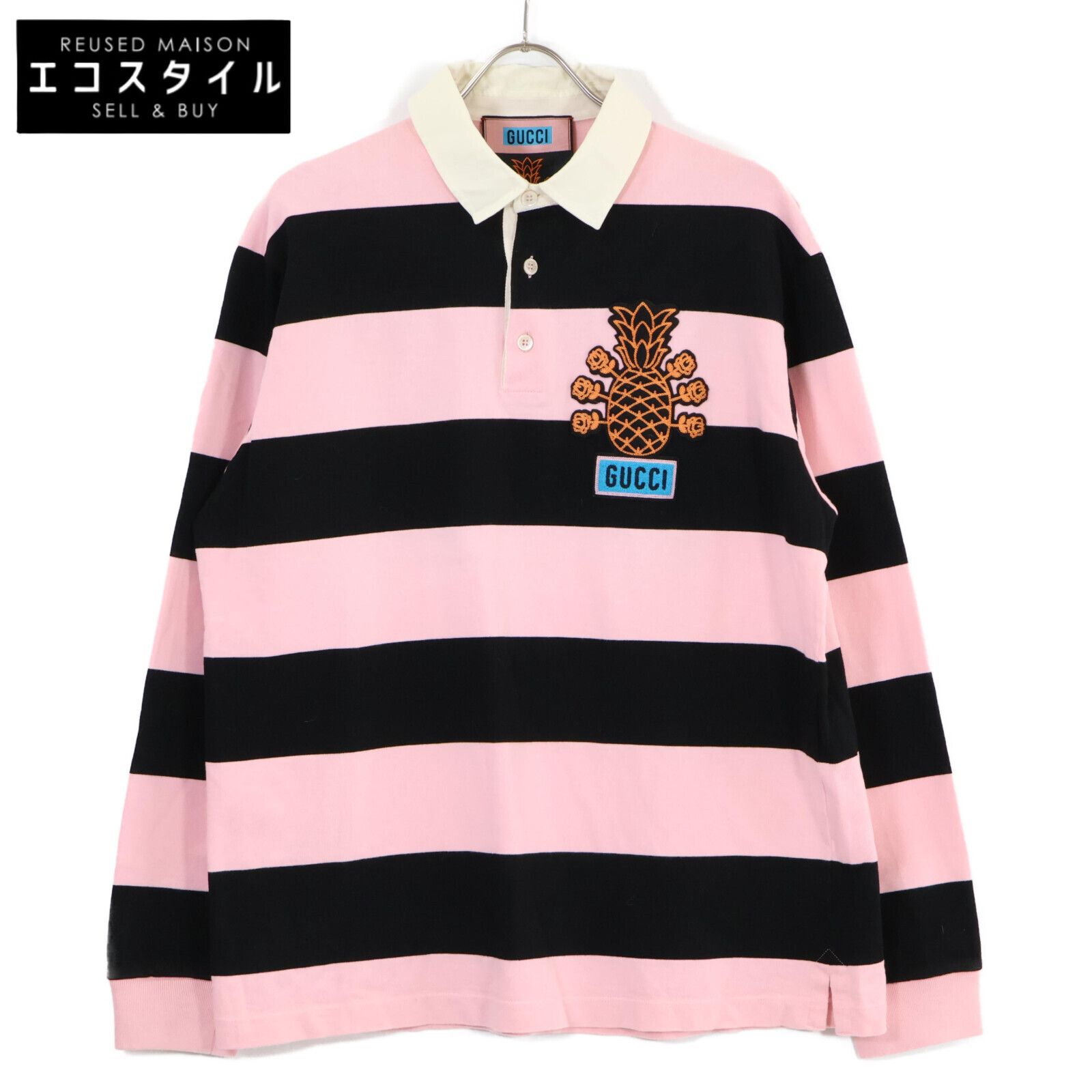 GUCCI グッチ マリンボーダーニットポロシャツ  ホワイト系 M IT1KFGQJ6CCE GUCCI グッチ マリンボーダーニットポロシャツ ホワイト系 M
