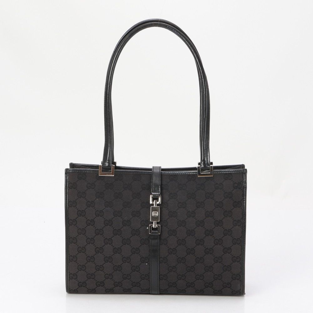 グッチ トートバッグ ジャッキー GG柄 GGキャンバス レザー ブラック