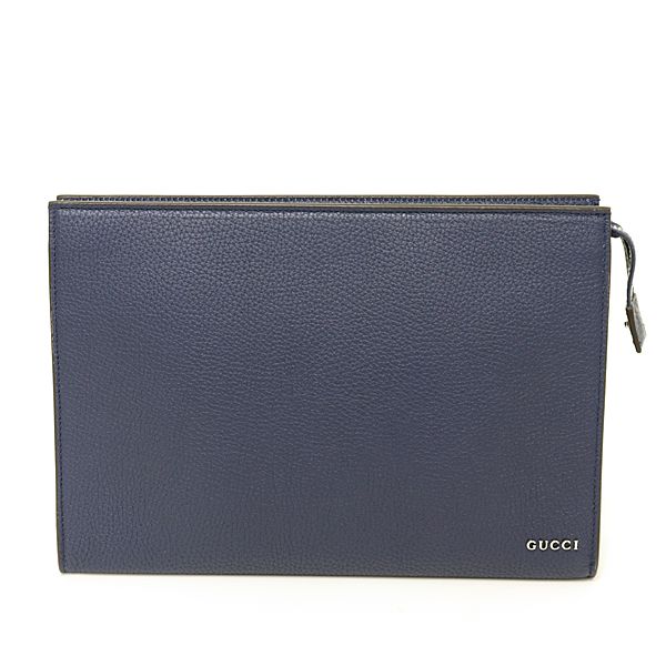グッチ GUCCI ロゴ スモール ポーチ ブルー レザー 771155 クラッチバッグ ハンドバッグ メンズ
