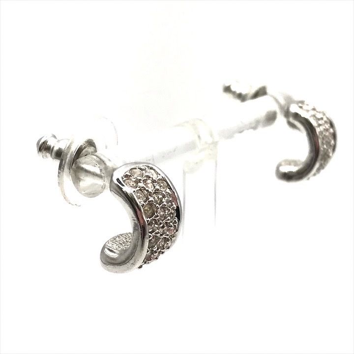 美品 Christian Dior ディオール ラインストーン シルバー ピアス