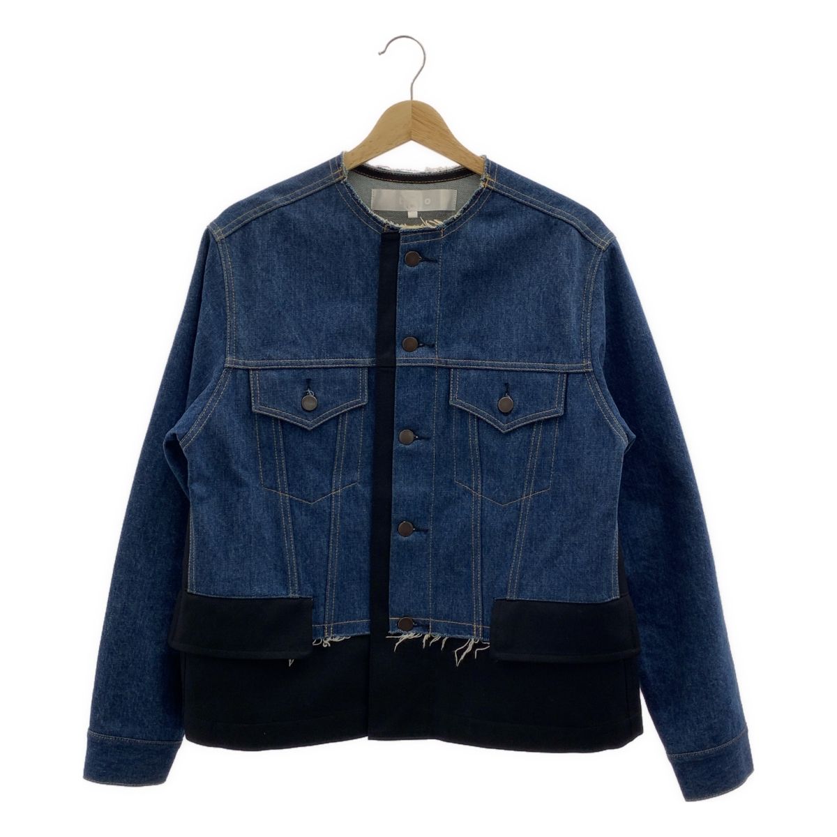 tao COMME des GARCONS タオコムデギャルソン 2025SS 異素材切替 デニム ノー ジャケット M インディゴ ブラック レディース