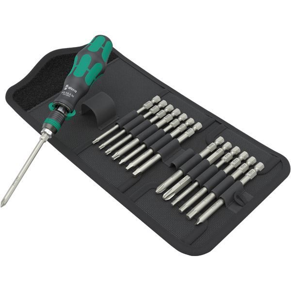 WERA ヴェラ 手動 工作機械用 15点組 1|4HEX ラチェットドライバー ビットセット テキスタイルボックス付 051066 工具