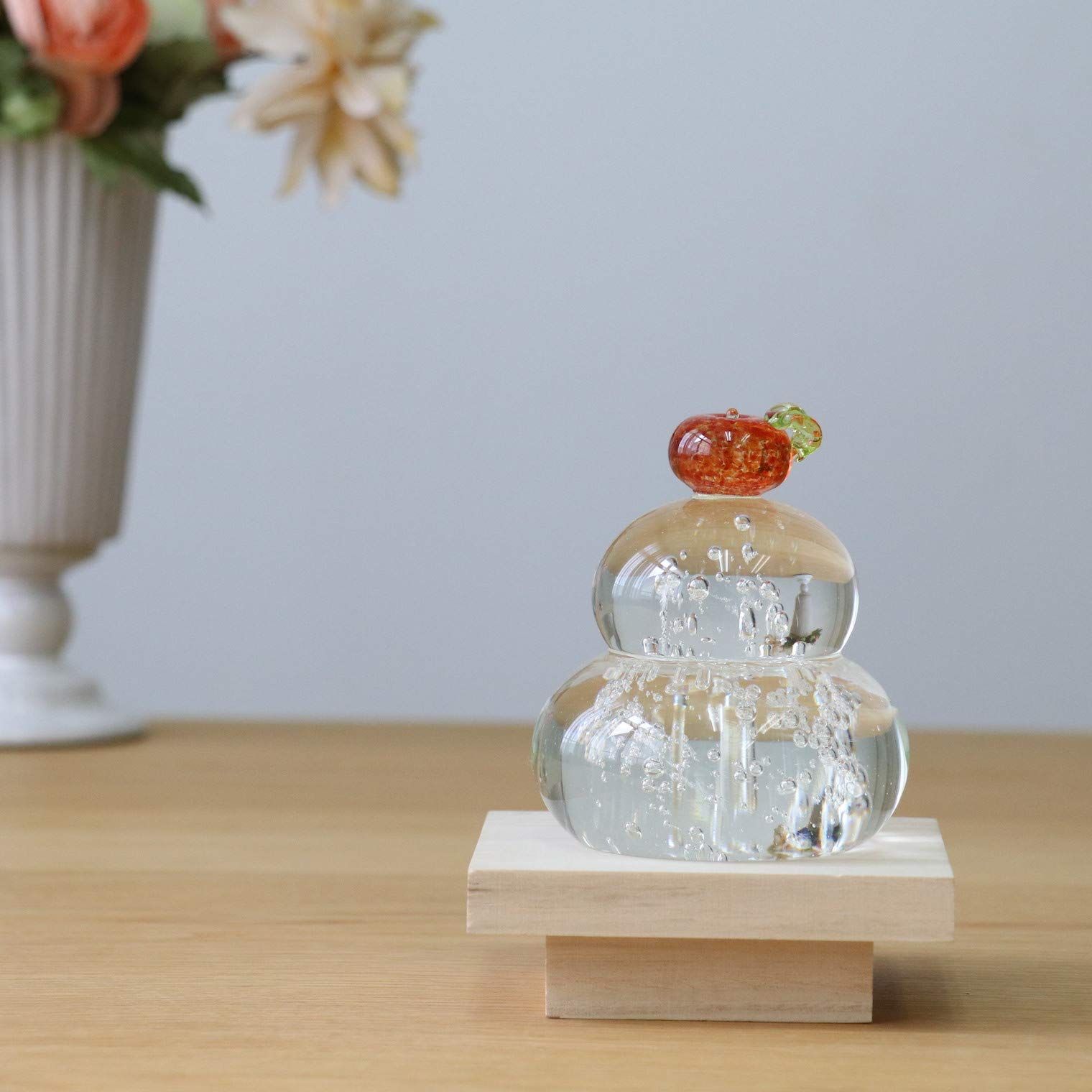 ラスト1台 アデリア 福重ね鏡餅 橙 ガラス/鏡餅/木台付/F-47143 新品