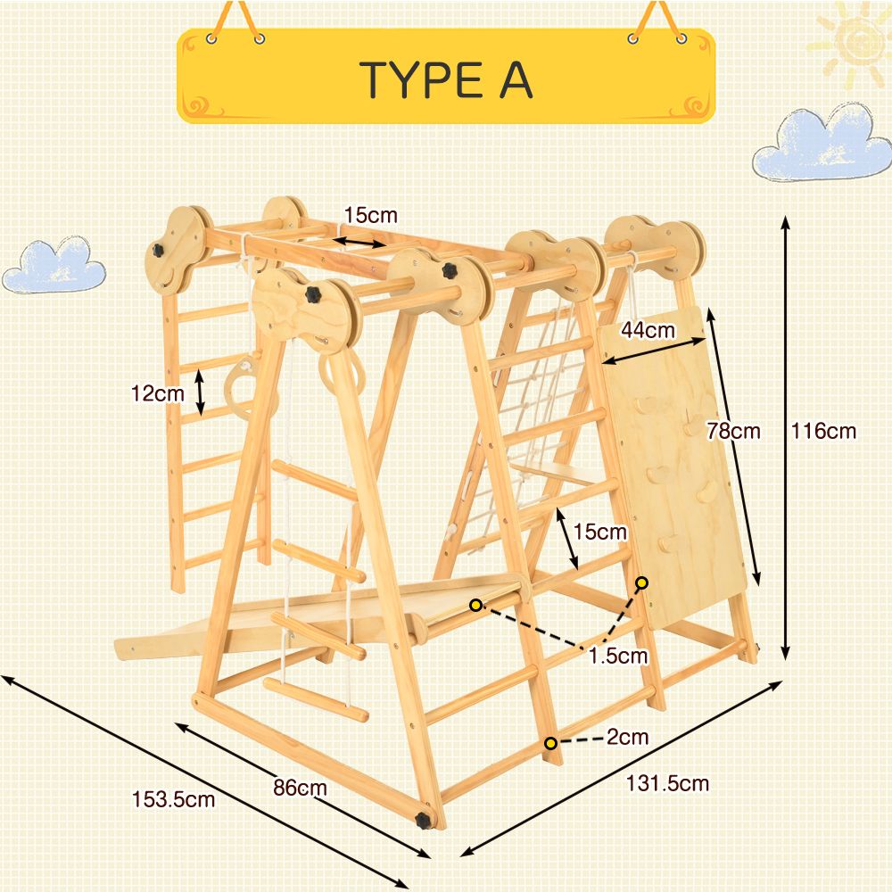 12 割 ジャングルジム 天然木 すべり台 折りたたみ 滑り台 屋内 室内用 室内遊具 キッズ 子供 誕生日プレゼント おもちゃ