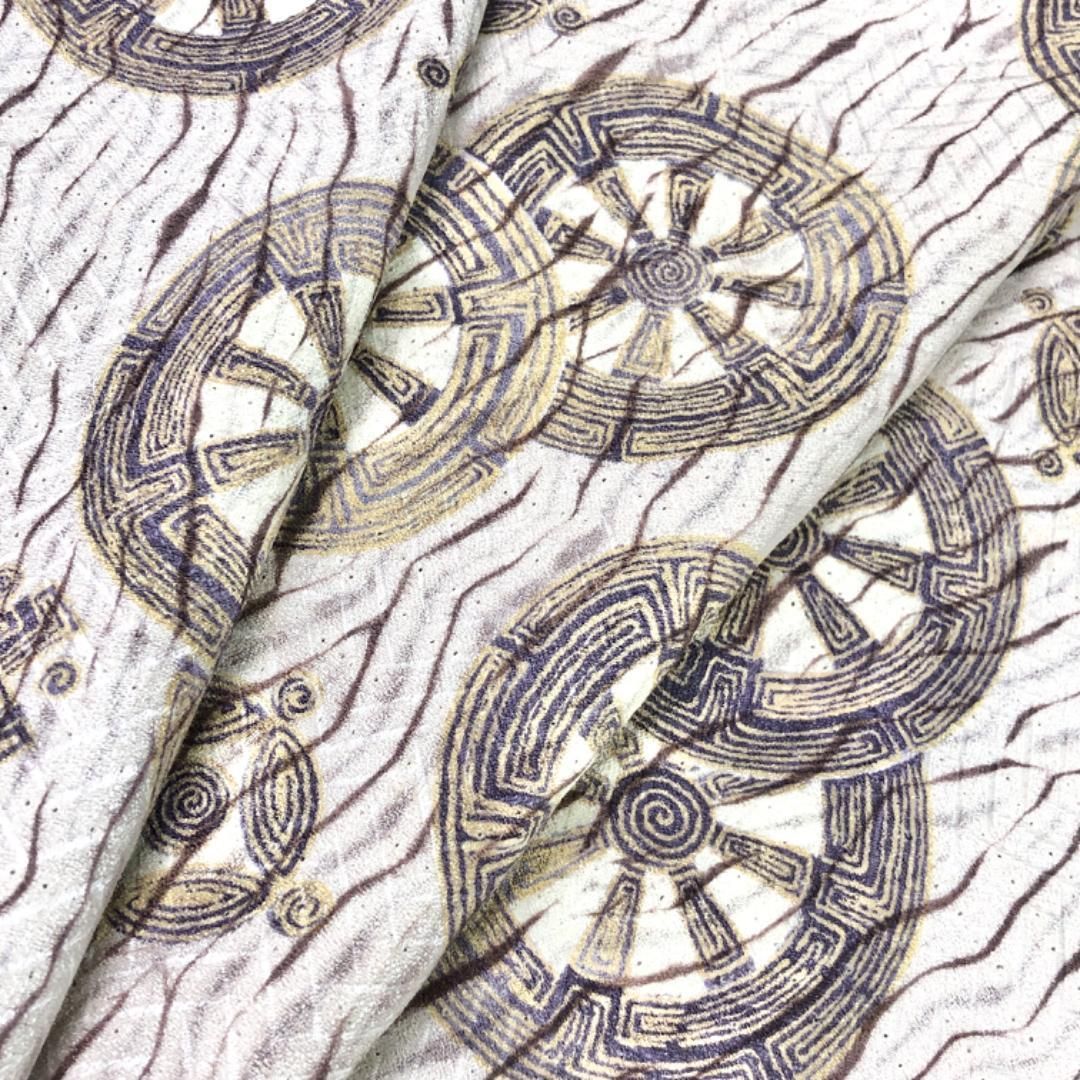 小紋 杢目絞り 車輪模様 薄梅鼠色 K-4579