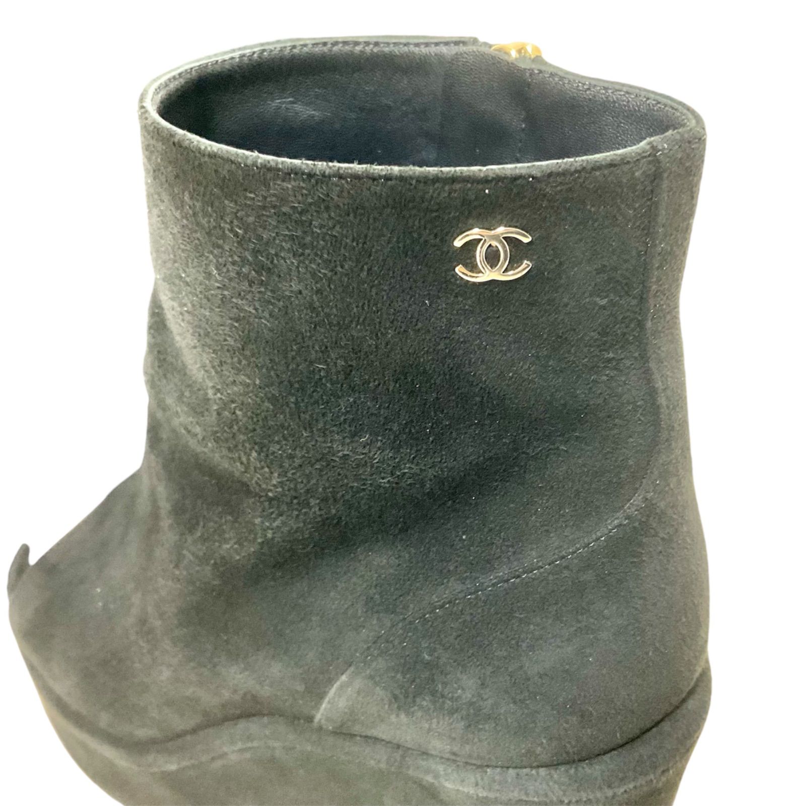 高級スウェード オープントゥブーツ】 シャネル CHANEL ココ