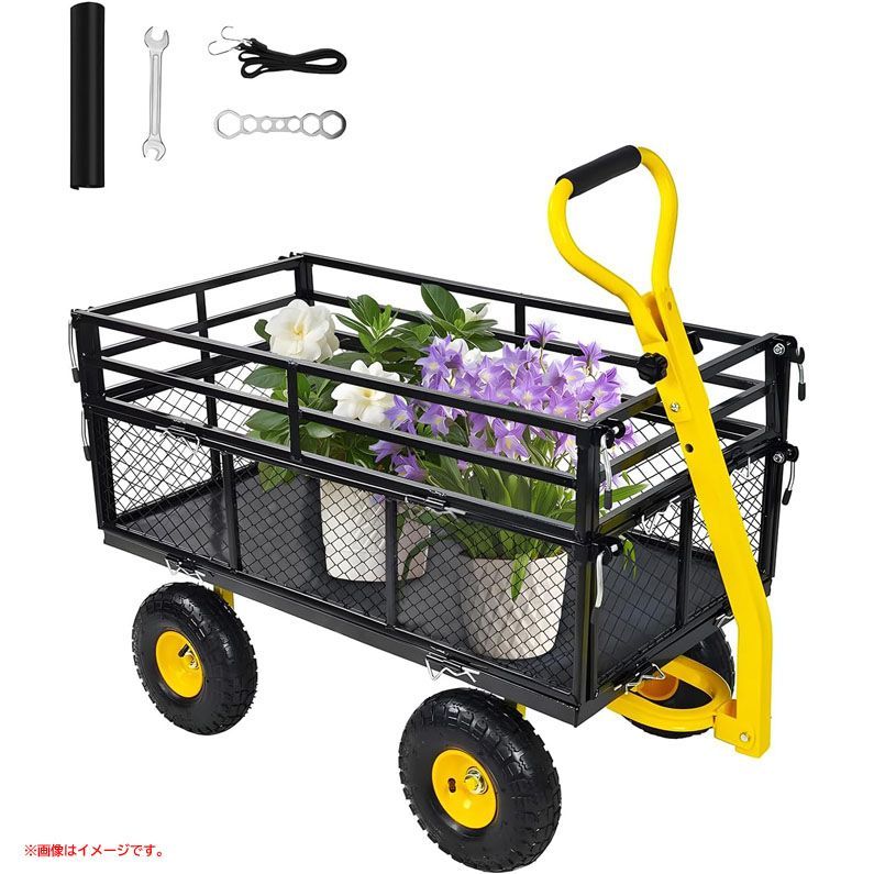 D 7149 運搬車 手引き台車 収穫台車 キャリー カート ワゴン キャンプ アウトドア 畑作業 買い物 ガーデンカート 耐荷重 650 kg