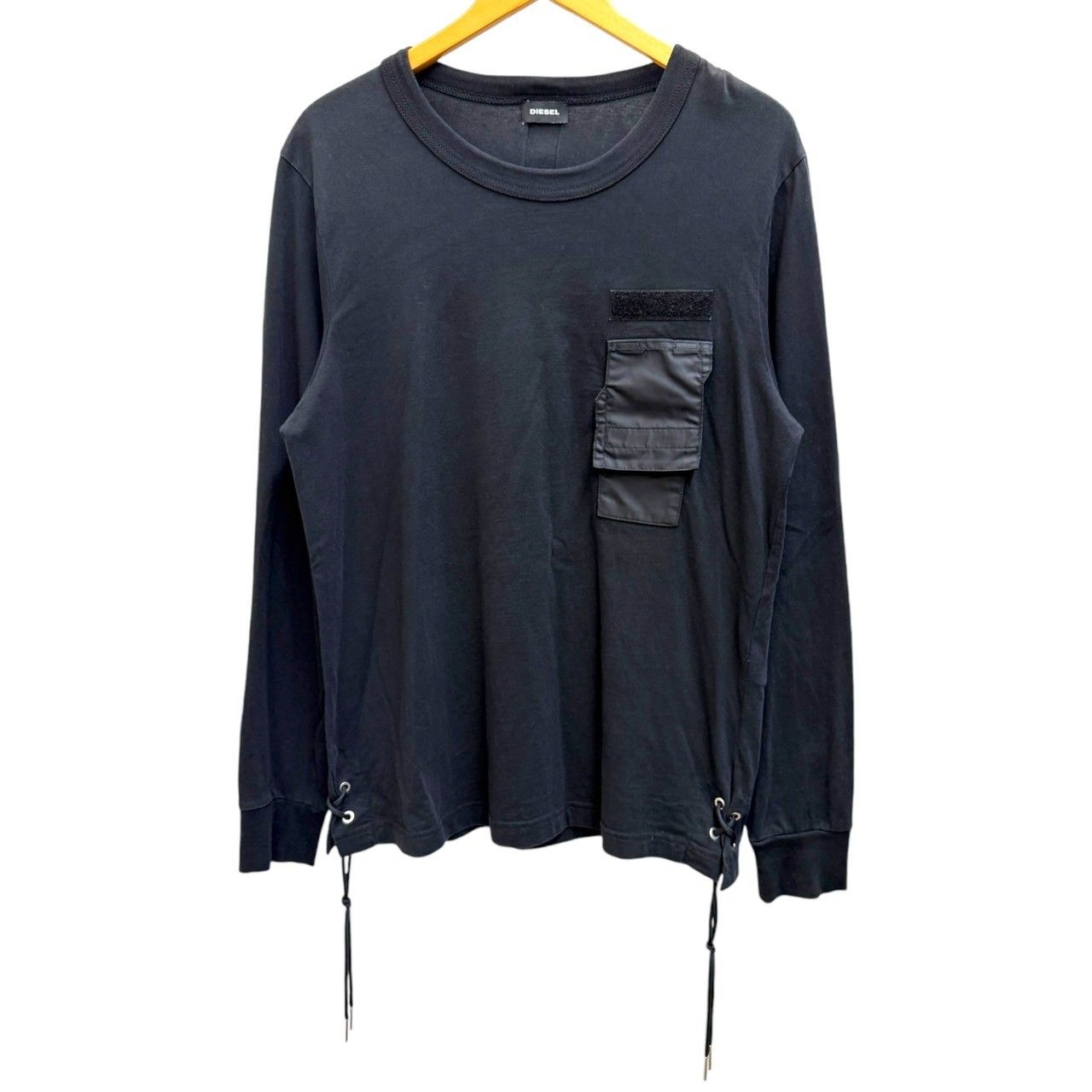 DIESEL (ディーゼル) 長袖Tシャツ 胸ポケット付き サイド紐付き 