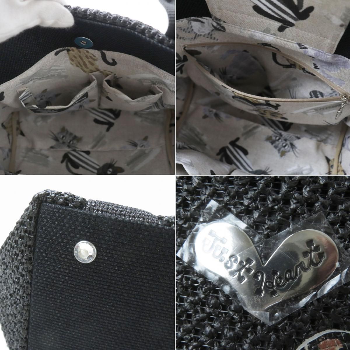 未使用品☆Think Bee シンクビー A002253 ハートデザイン 裏地猫柄 