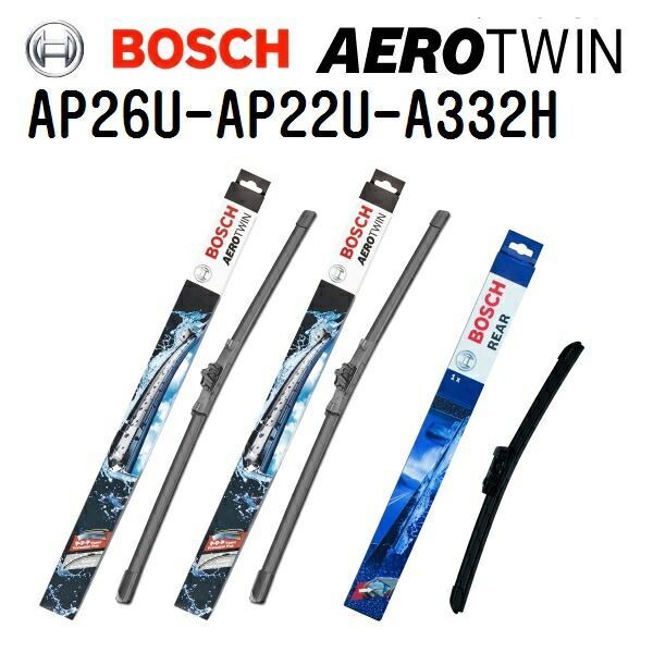 ポルシェ カイエン[9YA] BOSCH(ボッシュ) 輸入車用ワイパーブレード AEROTWIN エアロツイン3本組 650mm 550mm 330mm AP26U AP22U A332H 3397006838 3397006835 3397008635