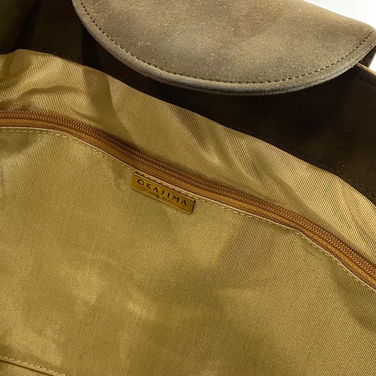 和装バッグ 美品 逸品 OKAJIMA 象 草花 金彩 縮緬 からし色 正絹 和装