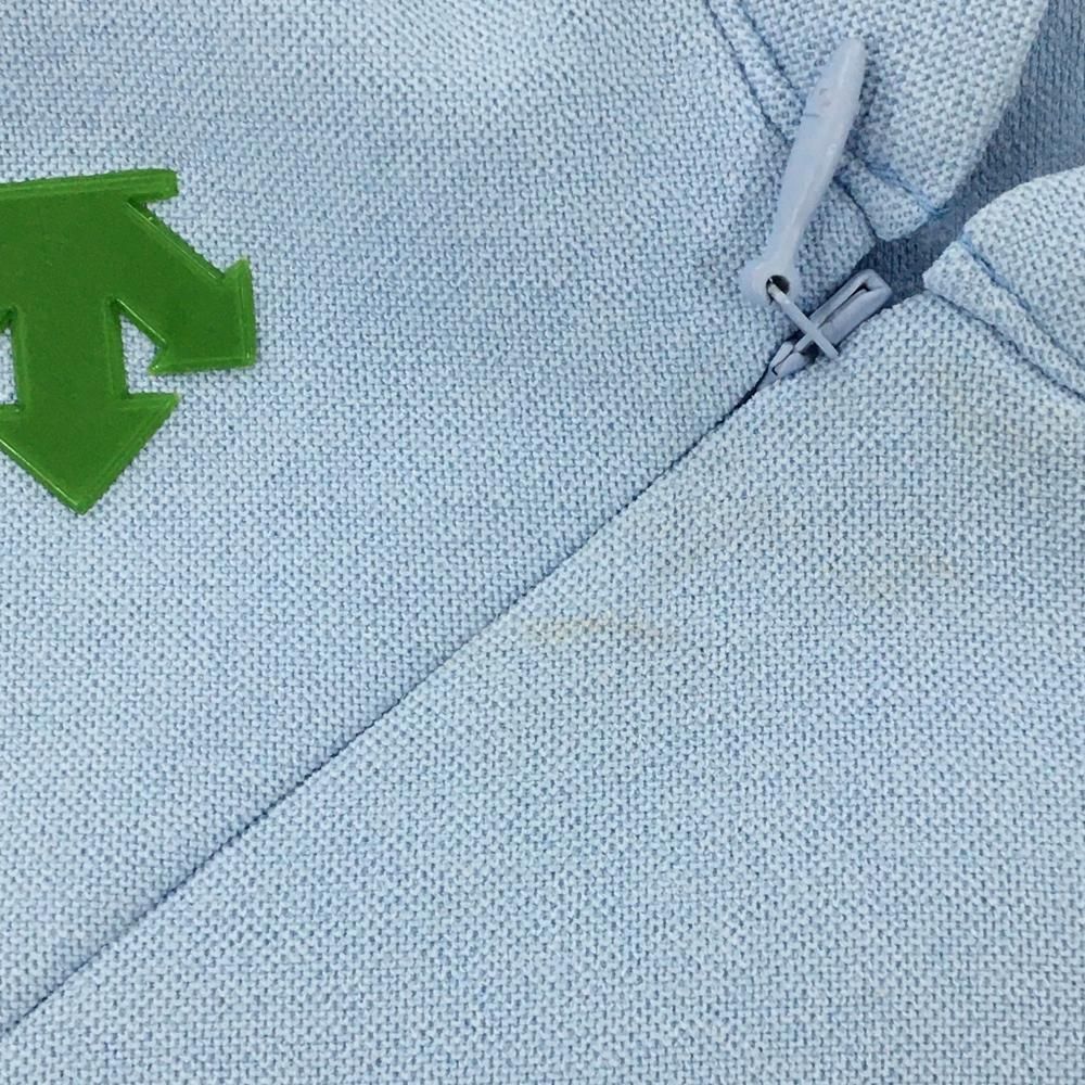 DESCENTE - デサントゴルフ 半袖ハイネックシャツ ライトブルー×グリーン 肩ファスナー 中田英寿 レディース S ゴルフウェア DESCENTE デサントゴルフ 半袖ハイネックシャツ ライトブルー×グリーン 肩