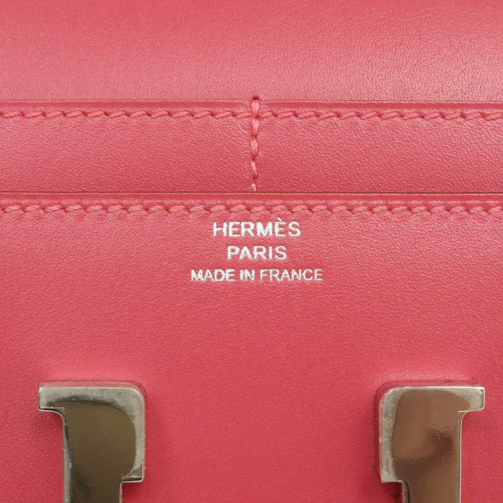 限定セール！】 （新品・未使用品）エルメス HERMES コンスタンス コンパクト 二つ折り財布 ヴォータデラクト レザー ローズリップスティック  ピンク T刻印 箱付