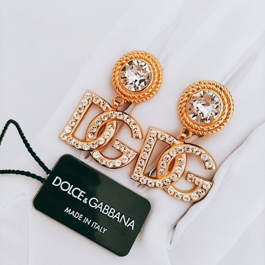 新品未使用】Dolce&Gabbana イヤリング ラインストーン＆DGロゴ 