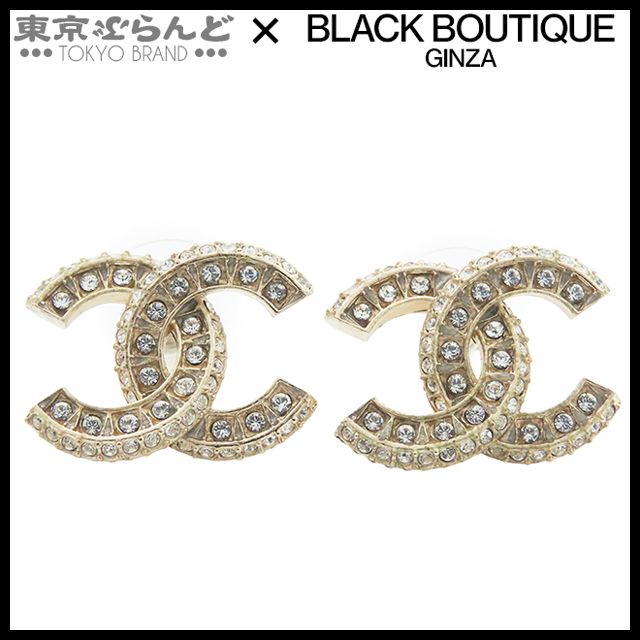 【CHANEL】ココマーク I24A ピアス メタル×ラインストーン CHANEL シャネル I24A ココマーク ラインストーン ピアス