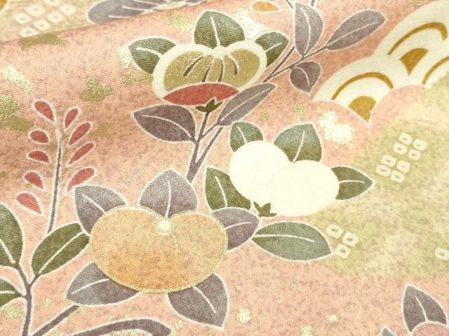 平和屋着物●訪問着　友禅　吉祥花文　金彩　正絹　逸品　未使用　AABD7606ck 平和屋本店□極上 訪問着 友禅 吉祥花文 金彩 逸品 未使用 DZAA6594kh5