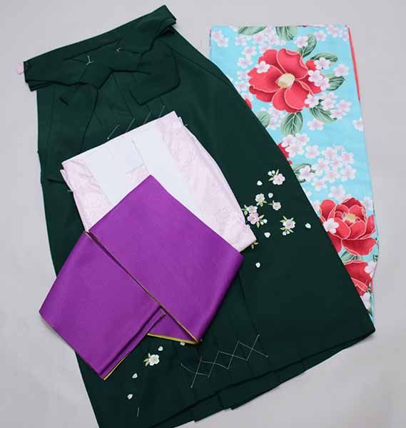 二尺袖 着物 袴フルセット HL 着物はショート丈 うぐいす色 袴変更可能 二尺袖 着物 袴フルセット HL 着物はショート丈 うぐいす色 袴変更可能