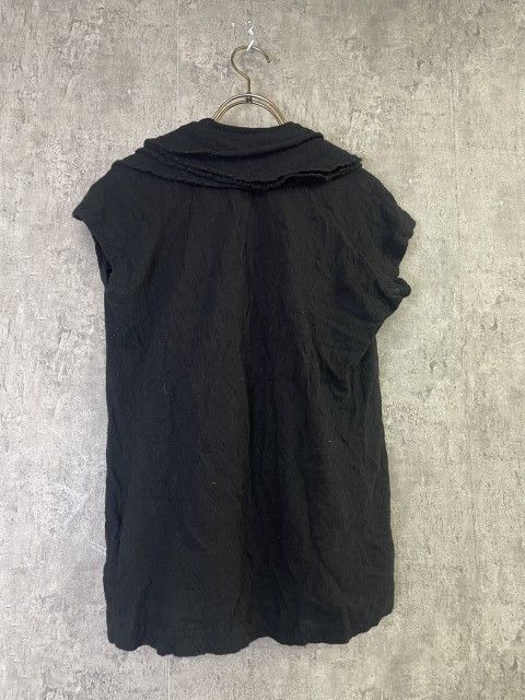 00S 日本製 Comme des Garcons tricot ｺﾑﾃﾞｷﾞｬﾙｿﾝﾄﾘｺ ﾉｰｽﾘｰﾌﾞ ﾍﾞｽﾄ ﾌﾘﾙ ﾉｰｶﾗｰ 変形 ﾌﾞﾗｯｸ 33929382