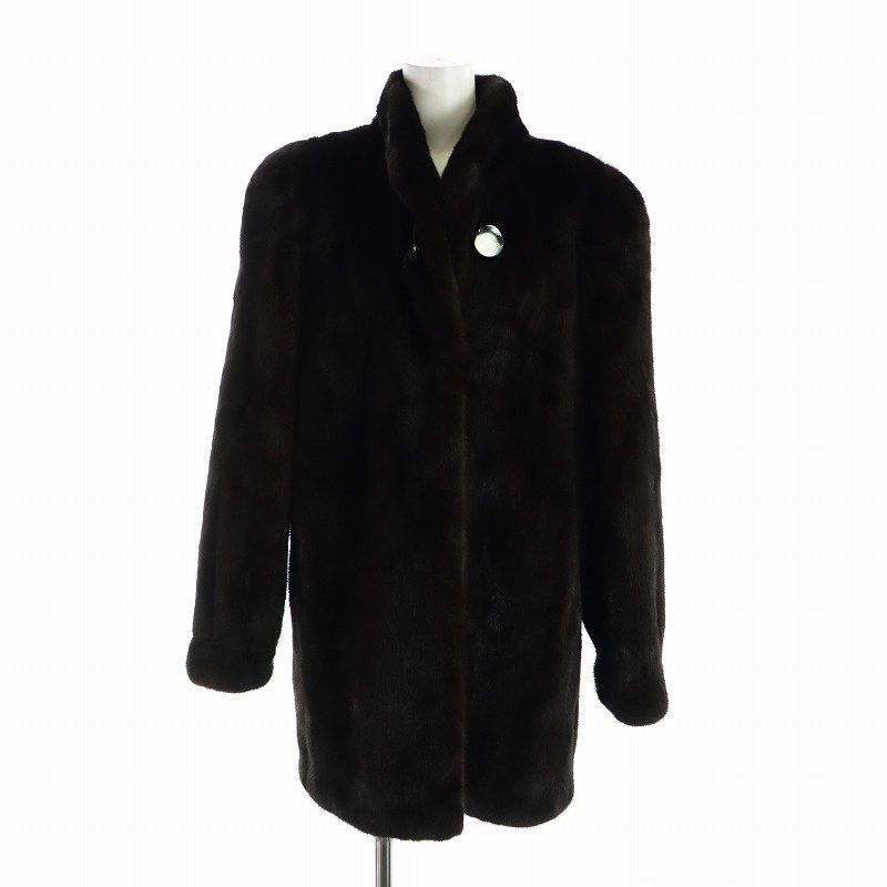 ファーコート ミンク 毛皮 ハーフ F 黒 ブラック /IR □GY18  