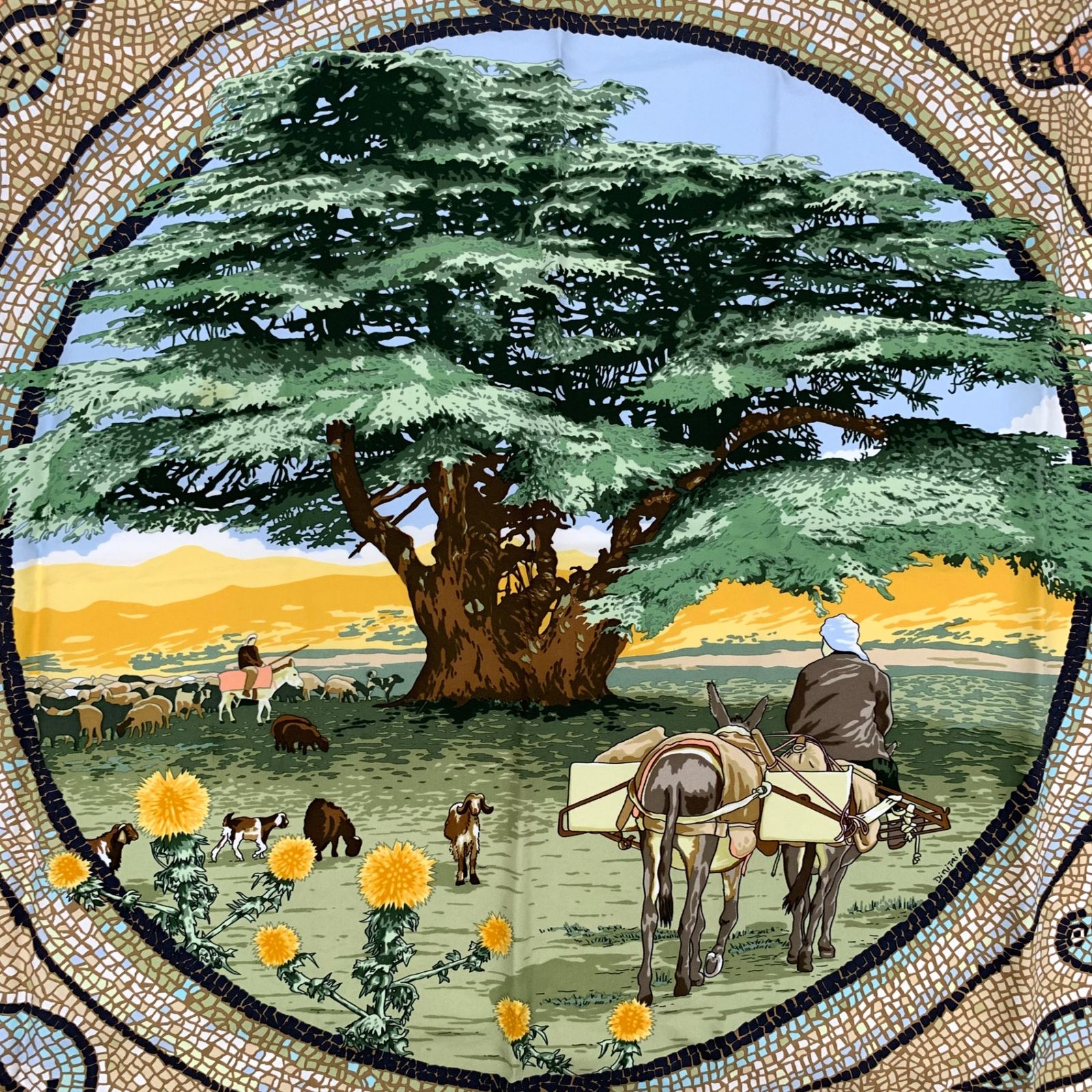 極美品 希少 HERMES エルメス カレ90 ヒマラヤ杉の下で SOUS LE CEDRE