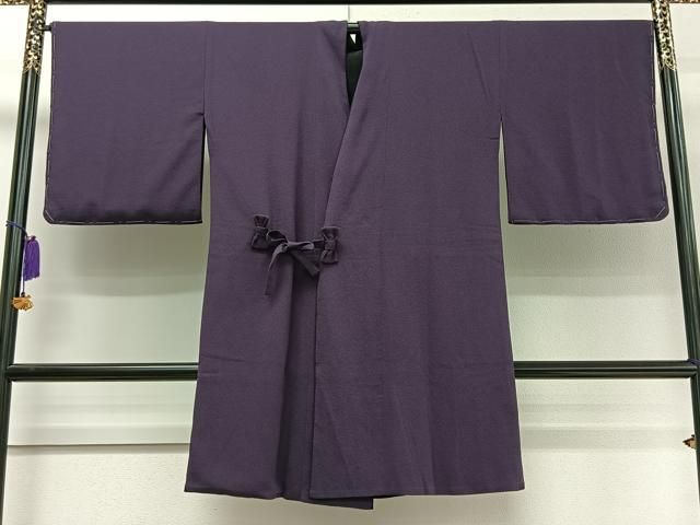 平和屋着物＃道中着　リバーシブル　紫紺色　黒地　鬼しぼ縮緬　ロング丈　正絹　逸品　未使用　CAAT5959id 平和屋着物＃道中着 リバーシブル 紫紺色 黒地 鬼しぼ縮緬 ロング丈