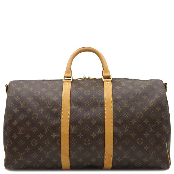 ルイヴィトン LOUIS VUITTON ボストンバッグ キーポル バンドリエール50 モノグラムキャンバス モノグラム ゴールド金具 茶 鍵|パドロック|ネームタグ|ポワニエ M41416 MB1015