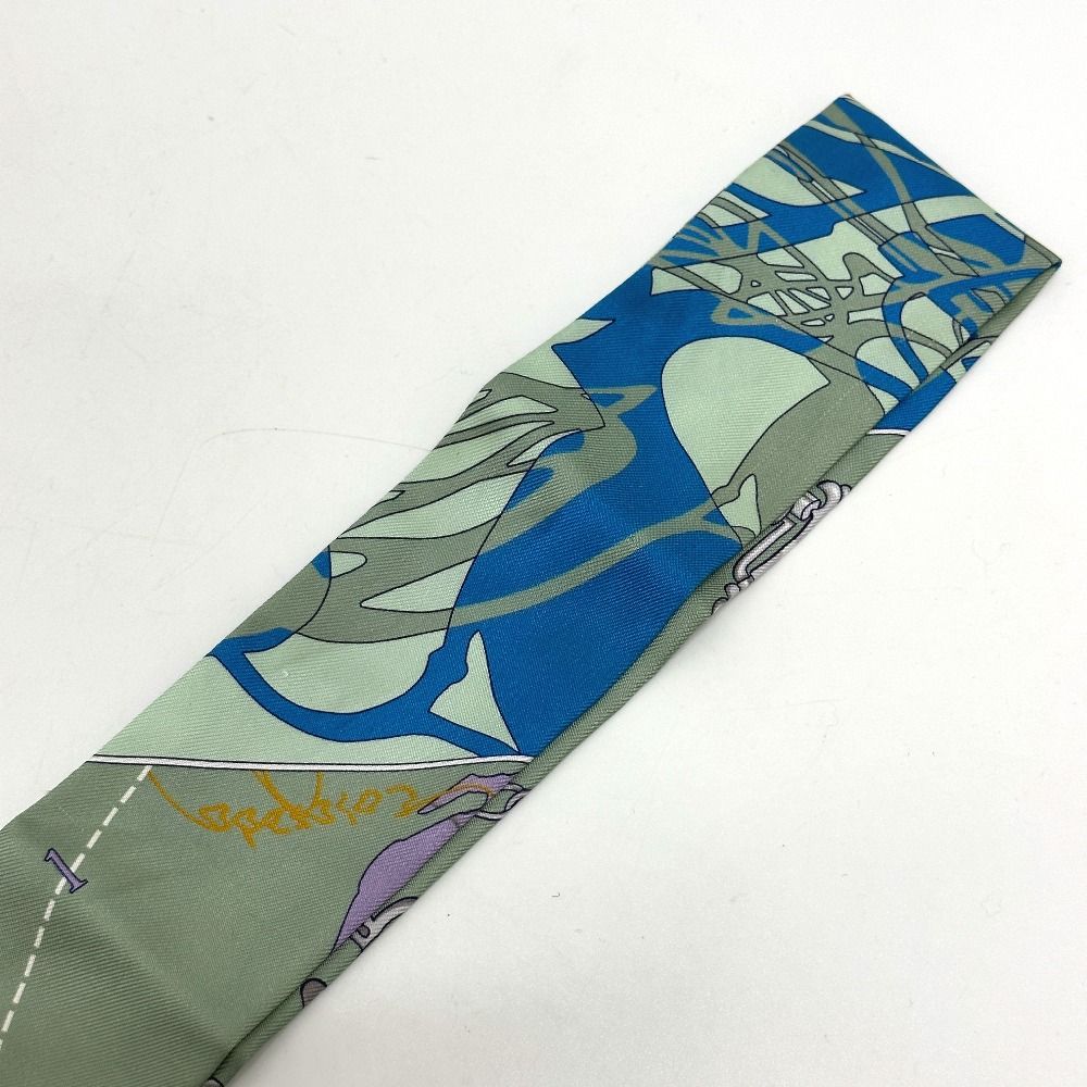エルメス　ツイリー　ボトルシップ柄 エルメス ボトルシップ ツイリー スカーフ シルク マルチカラー
