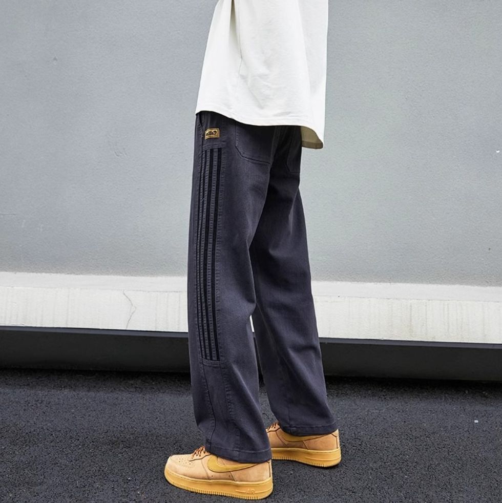 サイドライン デニムパンツ ワイドパンツ メンズ ストリート