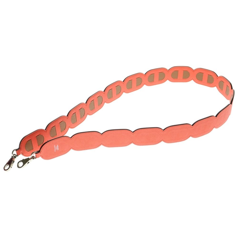 HERMES エルメス マイヨン シェーヌダンクル バンドリエール ショルダーストラップ エプソン ブラウン×レッド シルバー金具 Y刻印