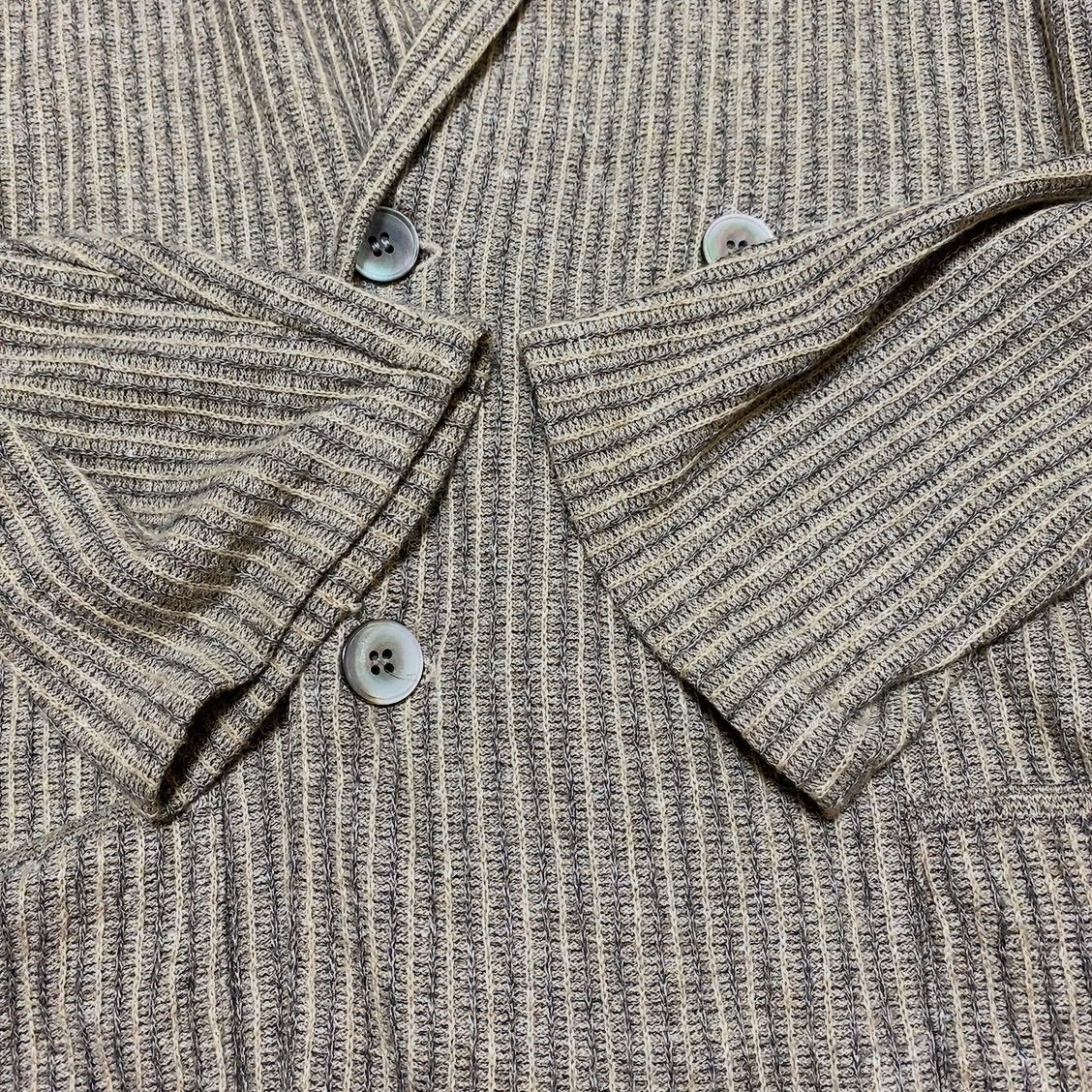 LARDINI ラルディーニ　ストライプ柄リネンニットジャケット袖丈…63cm