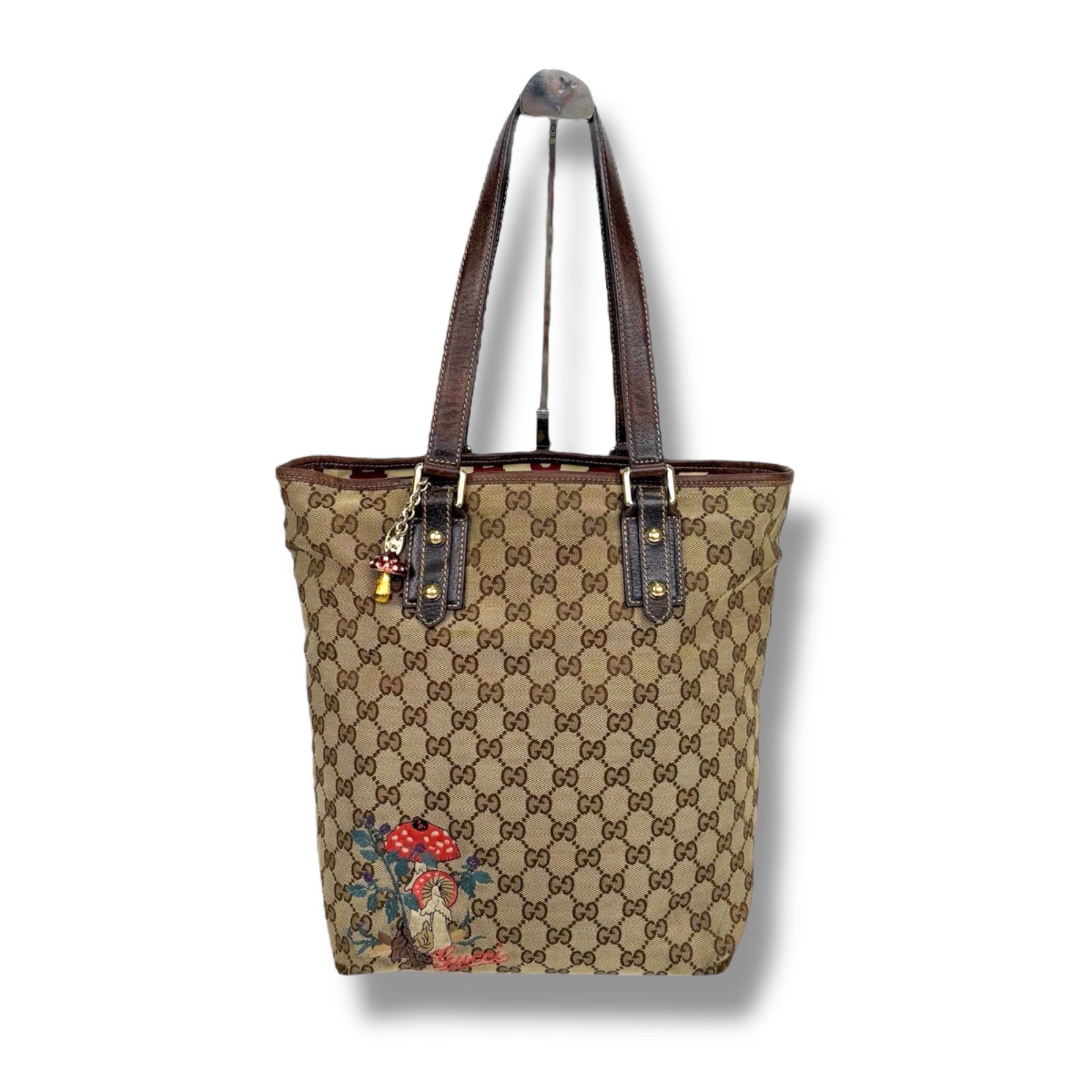 グッチ GUCCI トートバッグ GGキャンバス キノコ 刺繍 キノコチャーム