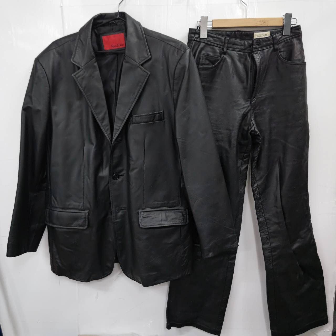 h58049 革ジャケットパンツ 上下 メンズ レザー セットアップ 豚革
