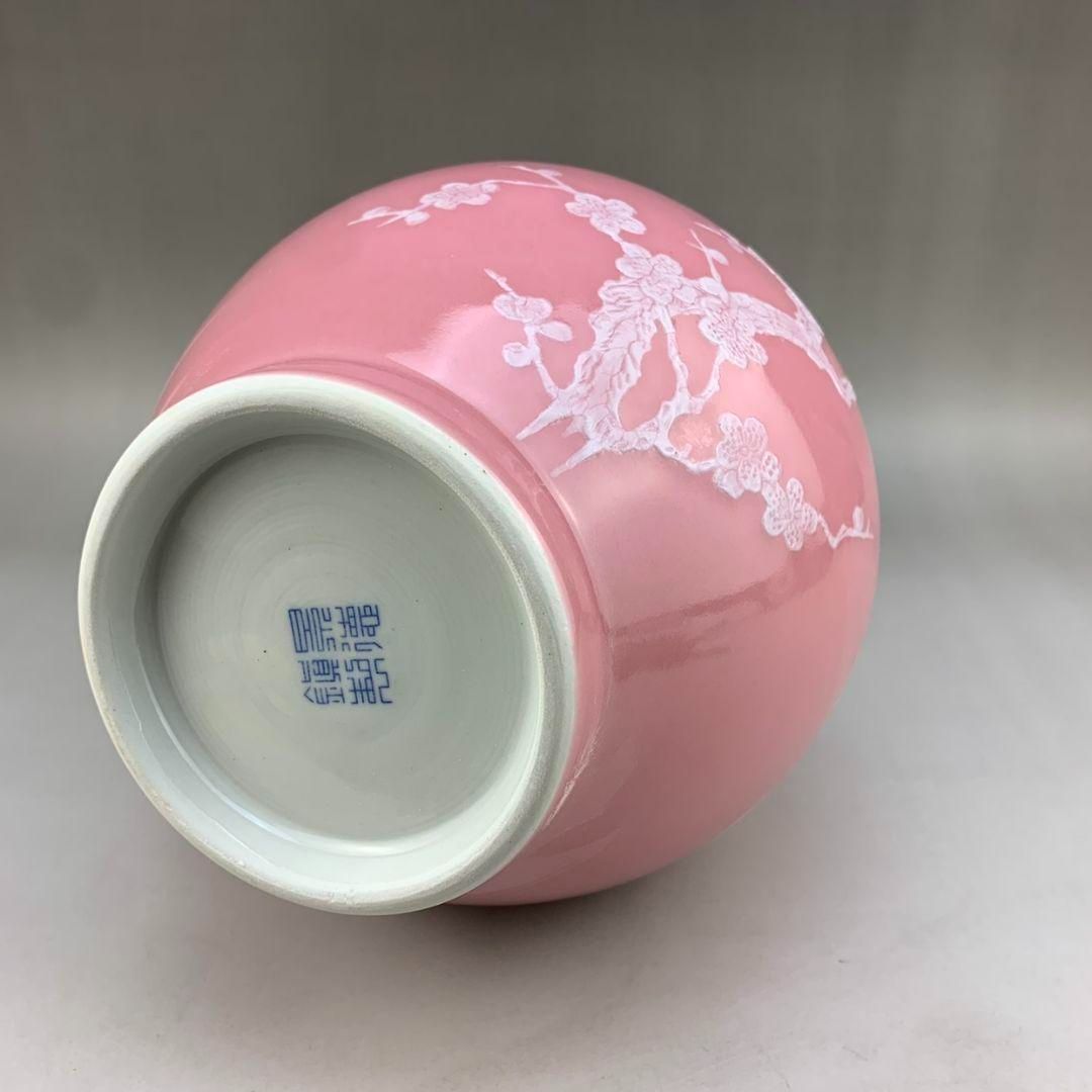 パステルカササギ梅花瓶 景徳鎮 陶磁器 装飾品 現代工芸品 美術
