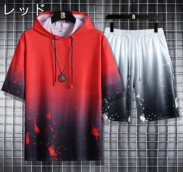 メンズ セットアップ 上下 薄手 型押し スウェット 半袖Tシャツ imgrc0120653313.jpg