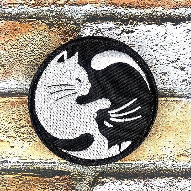 RESPEC ベルクロ パッチ 刺繍 ワッペン 白黒猫ちゃんシリーズ