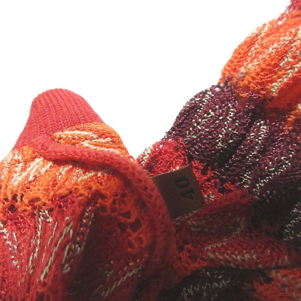 MISSONI - 良品 MISSONI ミッソーニ シェブロン クロッシェ ニットカーディガン 40 レッド レディース 古着 中古 USED 良品 MISSONI ミッソーニ シェブロン クロッシェ ニット