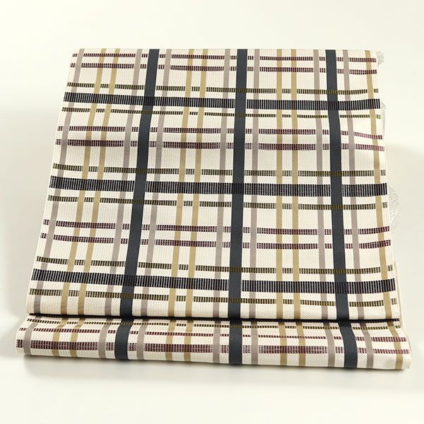 ona4014 本場筑前博多織 松装織物 狂言格子 紋 八寸 名古屋帯