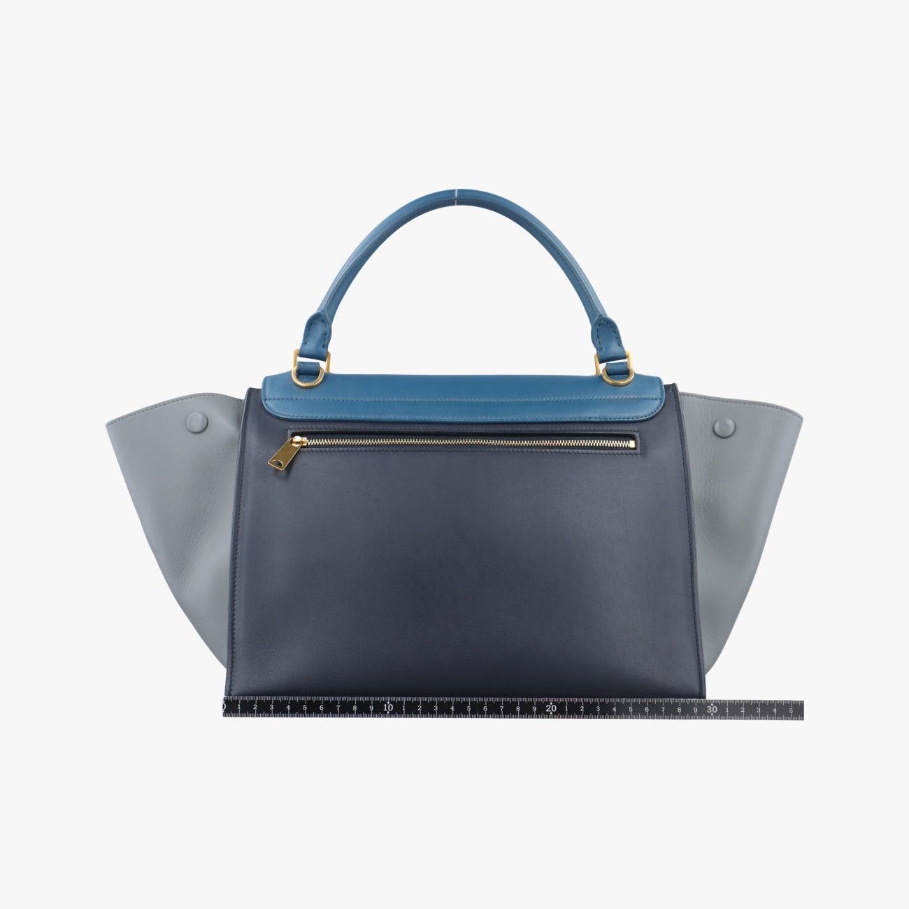 セリーヌCelineトラペーズミディアムブルー×グレー×ブラックレザーF-CE-0174