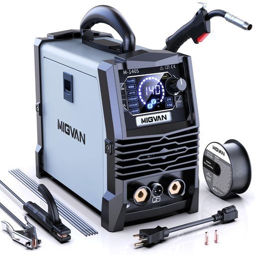 MIGVAN溶接機100v200v兼用ノンガス半自動140A使用率60%1台3役家庭用半自動溶接機板厚8mmまでノンガスMIGアーク手棒LiftTIG溶接DIYの溶接初心者向けインバーター搭載安定アーク電流