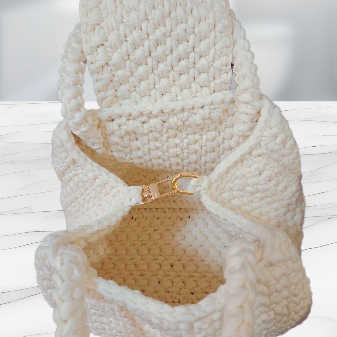 ハンドメイド アイボリー ハンドバッグ かぎ針編み 韓国 NEXPOTALLINN_EU