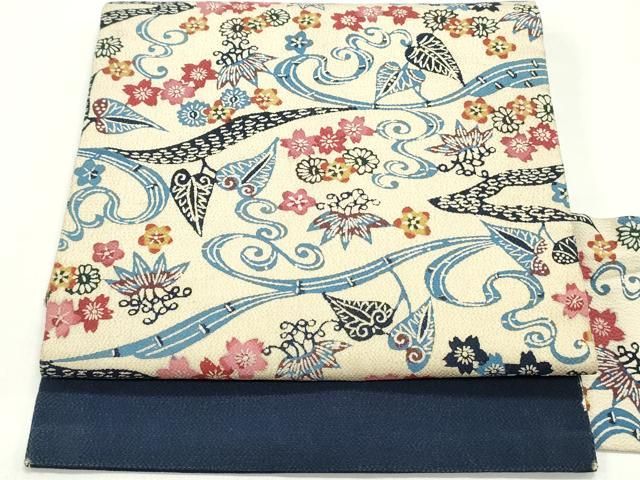 平和屋着物＊夏物 塩瀬 九寸名古屋帯 作家物 手描き 紫陽花 銀彩