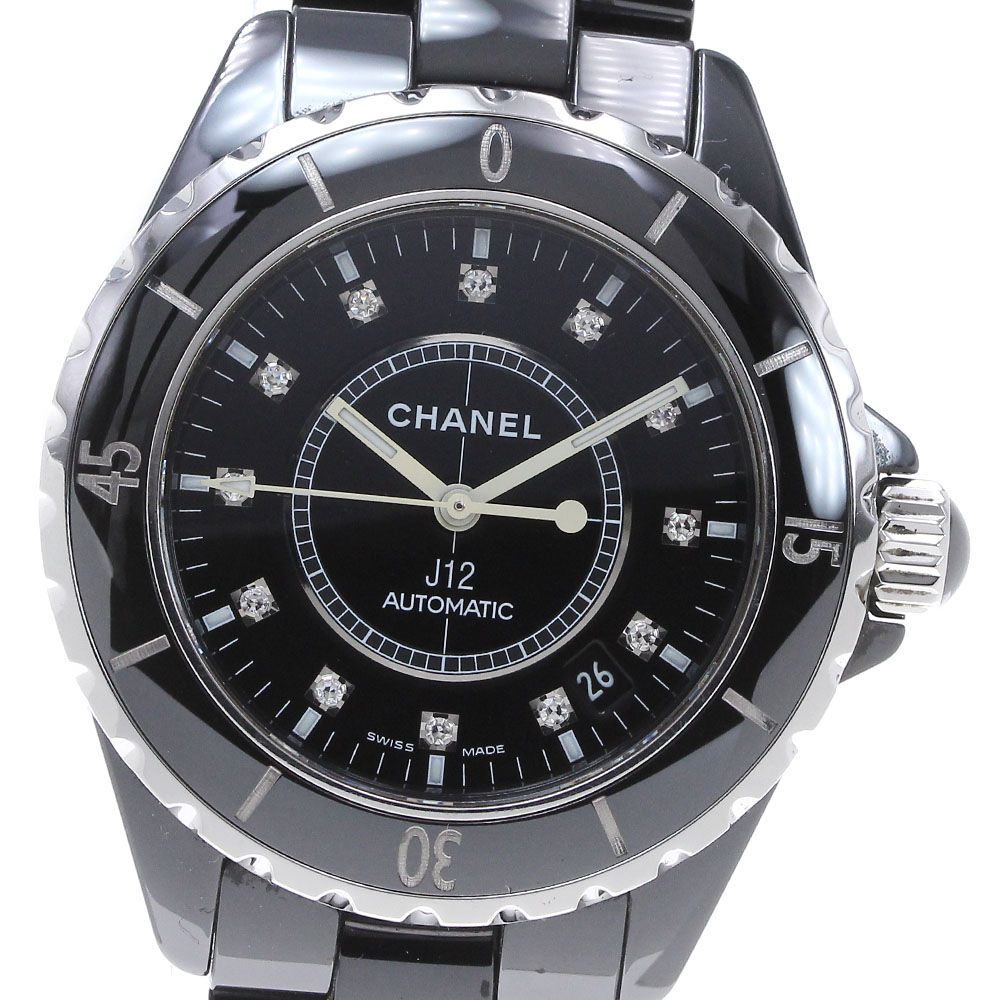 シャネル CHANEL H1626 J12 38ｍｍ 黒セラミック 12Pダイヤ 自動巻き メンズ_860341