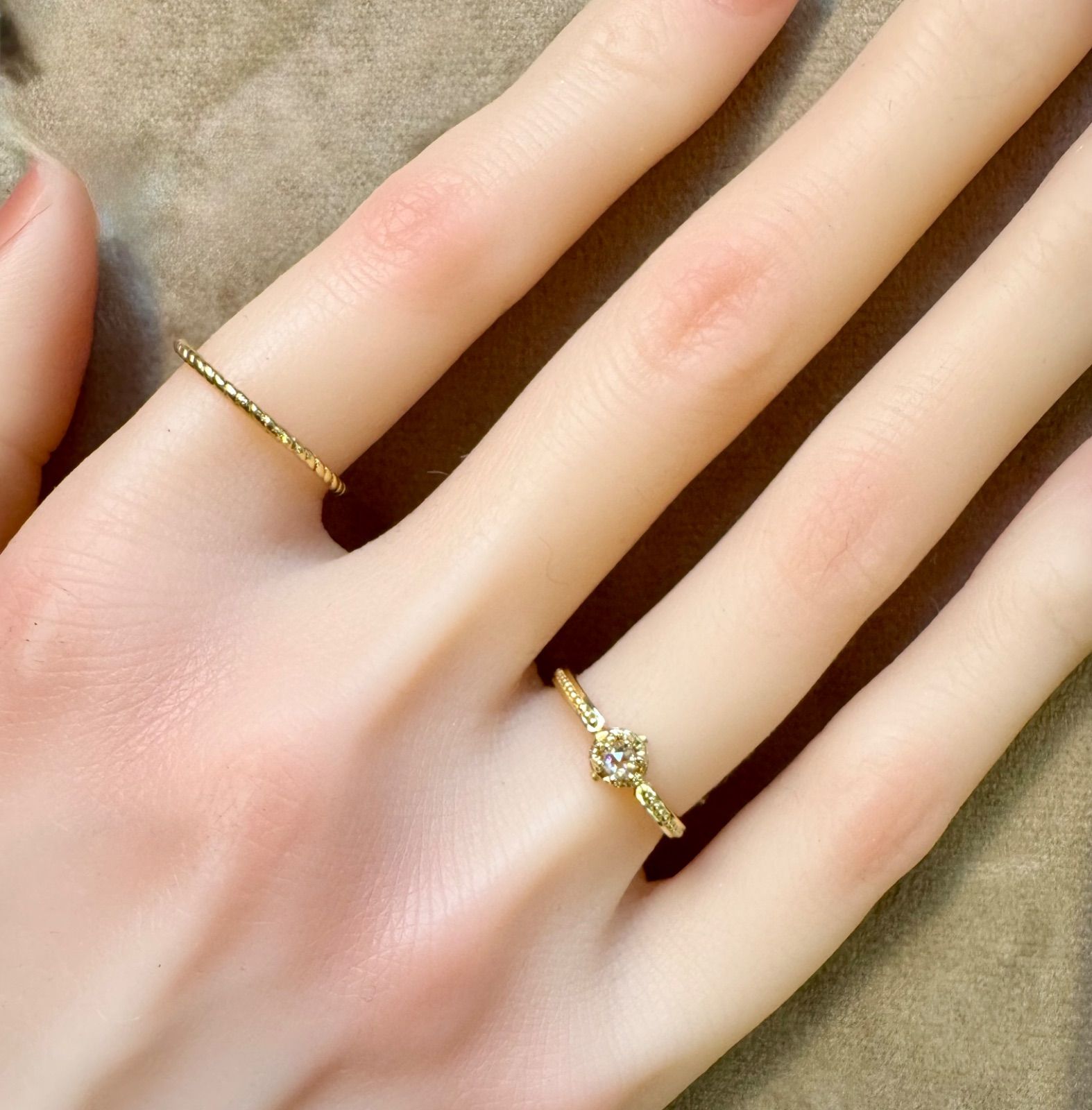 AHKAH◇ K18*プロミスリング*10号*ローズカットダイヤモンド*アーカー  