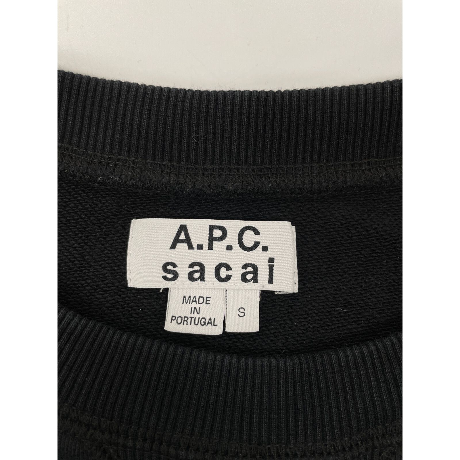 A.P.C. アーペーセー ×sacai 21SS ﾌﾞﾗｯｸ ｺｯﾄﾝ ｺﾗﾎﾞﾚｰｼｮﾝﾛｺﾞ Tani Sweatshirt S - 販売 激安店