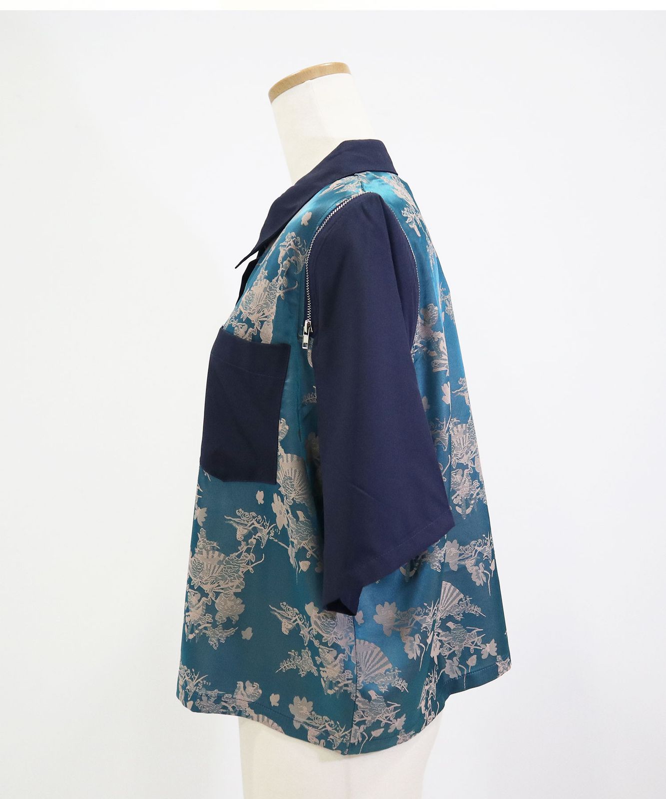 夢展望公式 [新品未使用] インパクト柄肩ジップシャツ [ネイビー