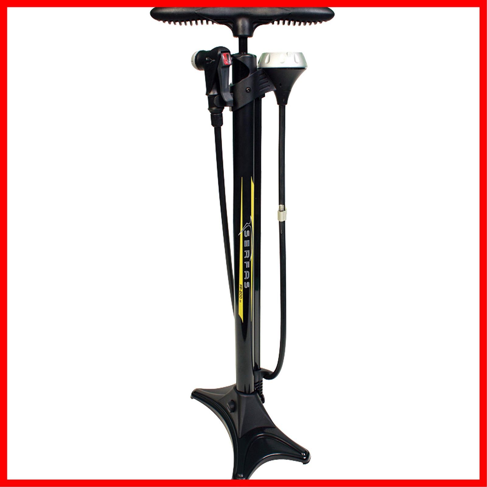【人気商品】FP-200 クロスバイク MTB ロードバイク 仏式/米式/英式 エアゲージ付 フロアポンプ 高圧空気入れ 自転車 SERFAS(サーファス)