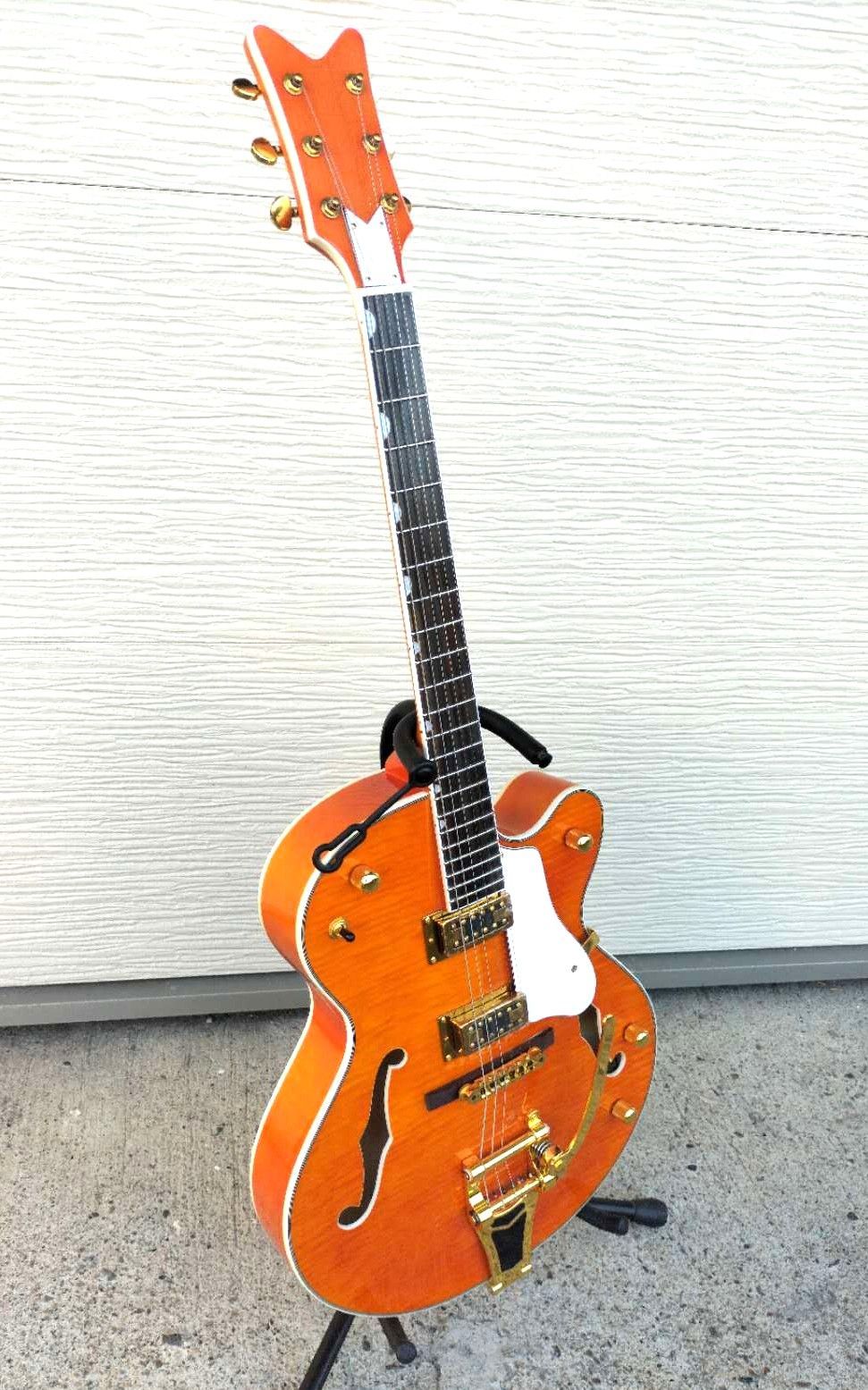 オレンジカラーゴールドパーツ フルアコアーチトップ トレモロアーム